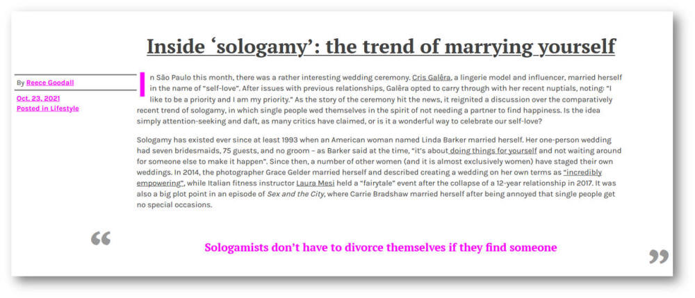 The trend of marrying yourself