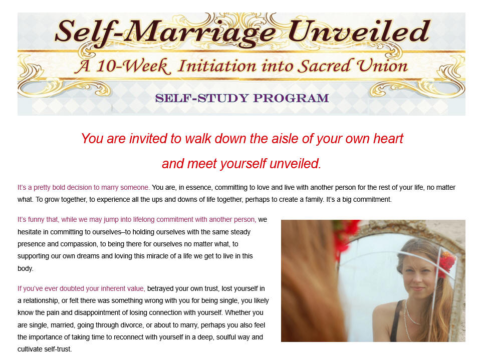 Self-marriage unveiled